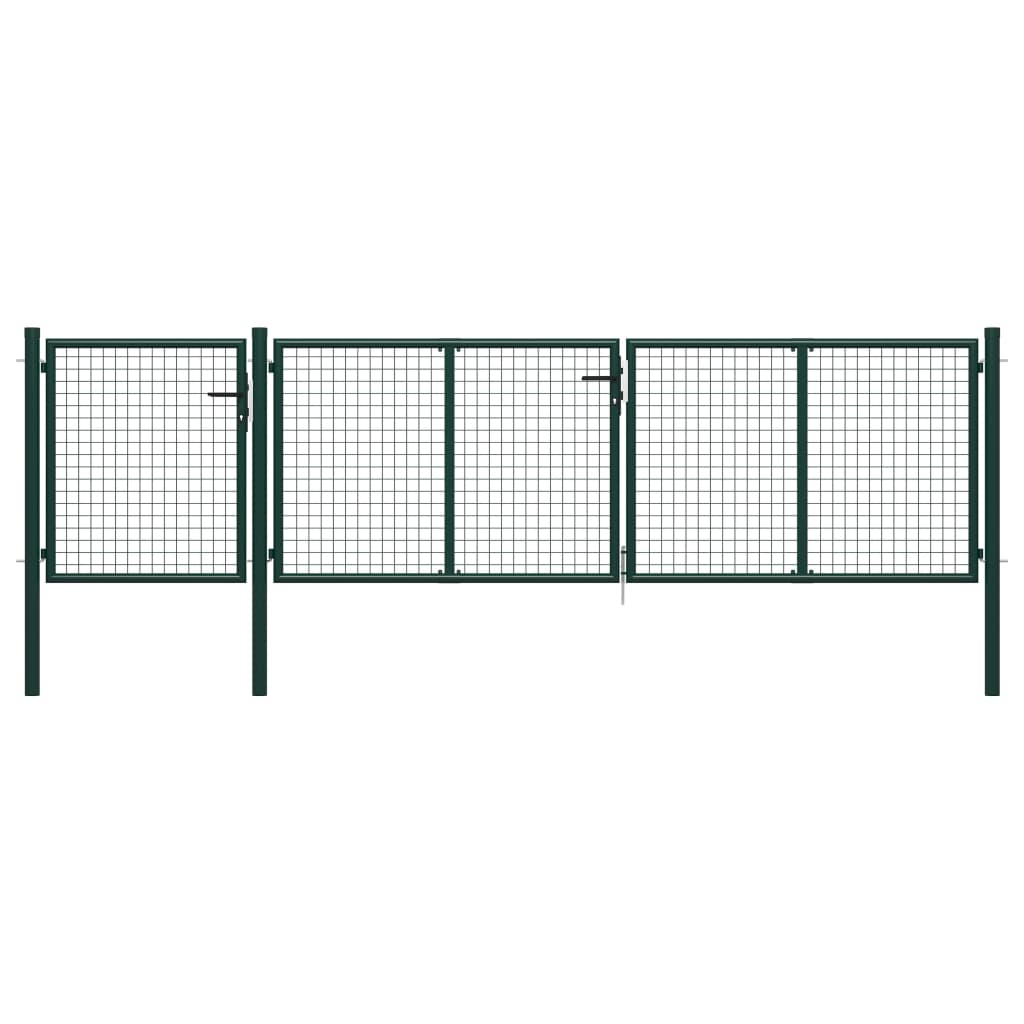 Berkfield Garden Gate Steel 400x75 cm Green