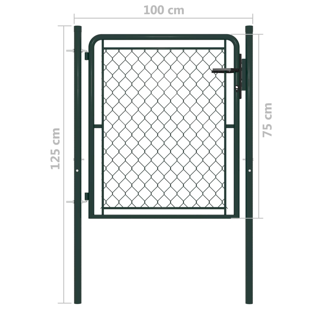 Berkfield Garden Gate Steel 100x75 cm Green