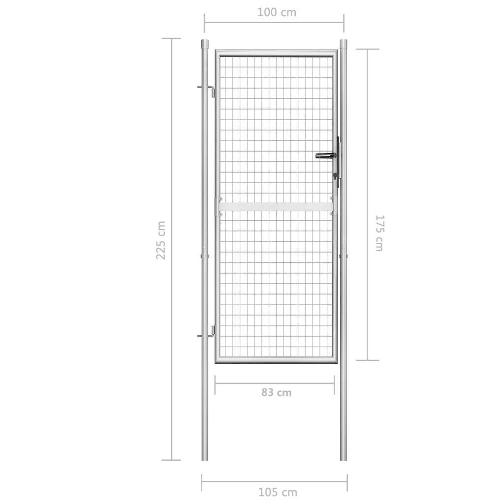 Berkfield Garden Gate Galvanised Steel 105x225 cm Silver