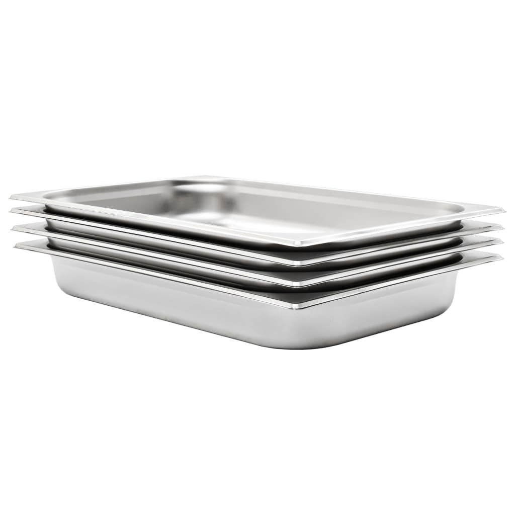 Berkfield Gastronorm Containers 4 pcs GN 1/1 65 mm Stainless Steel