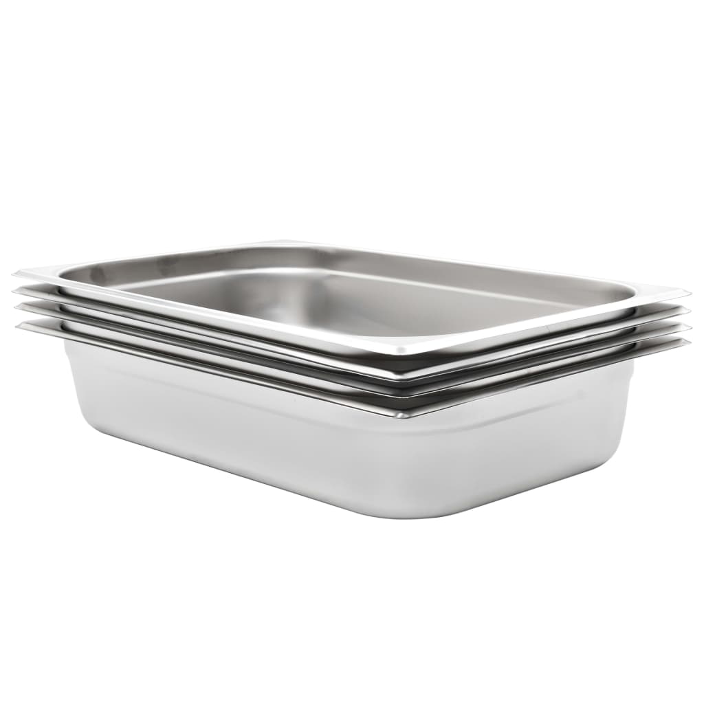 Berkfield Gastronorm Containers 4 pcs GN 1/1 100 mm Stainless Steel