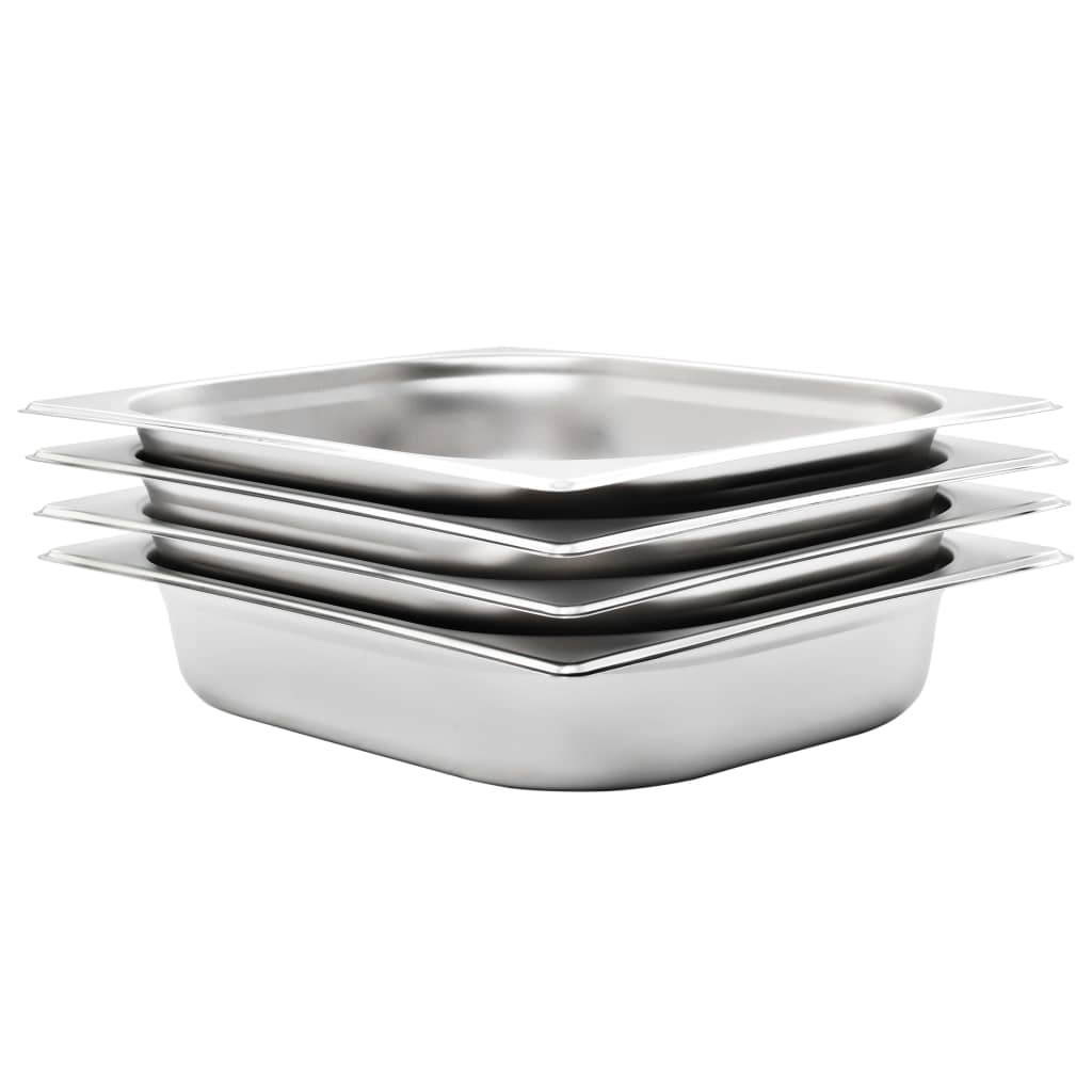 Berkfield Gastronorm Containers 4 pcs GN 1/2 65 mm Stainless Steel