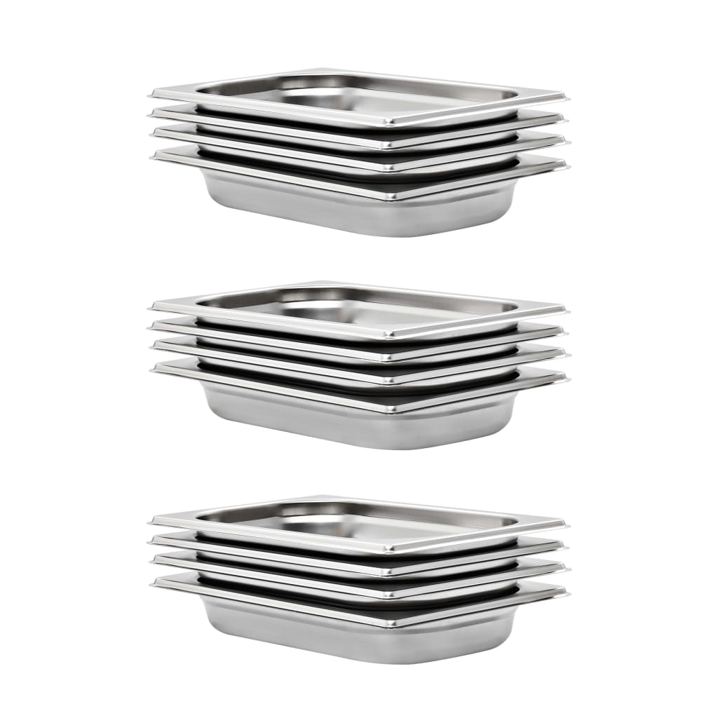 Berkfield Gastronorm Containers 12 pcs GN 1/4 40 mm Stainless Steel
