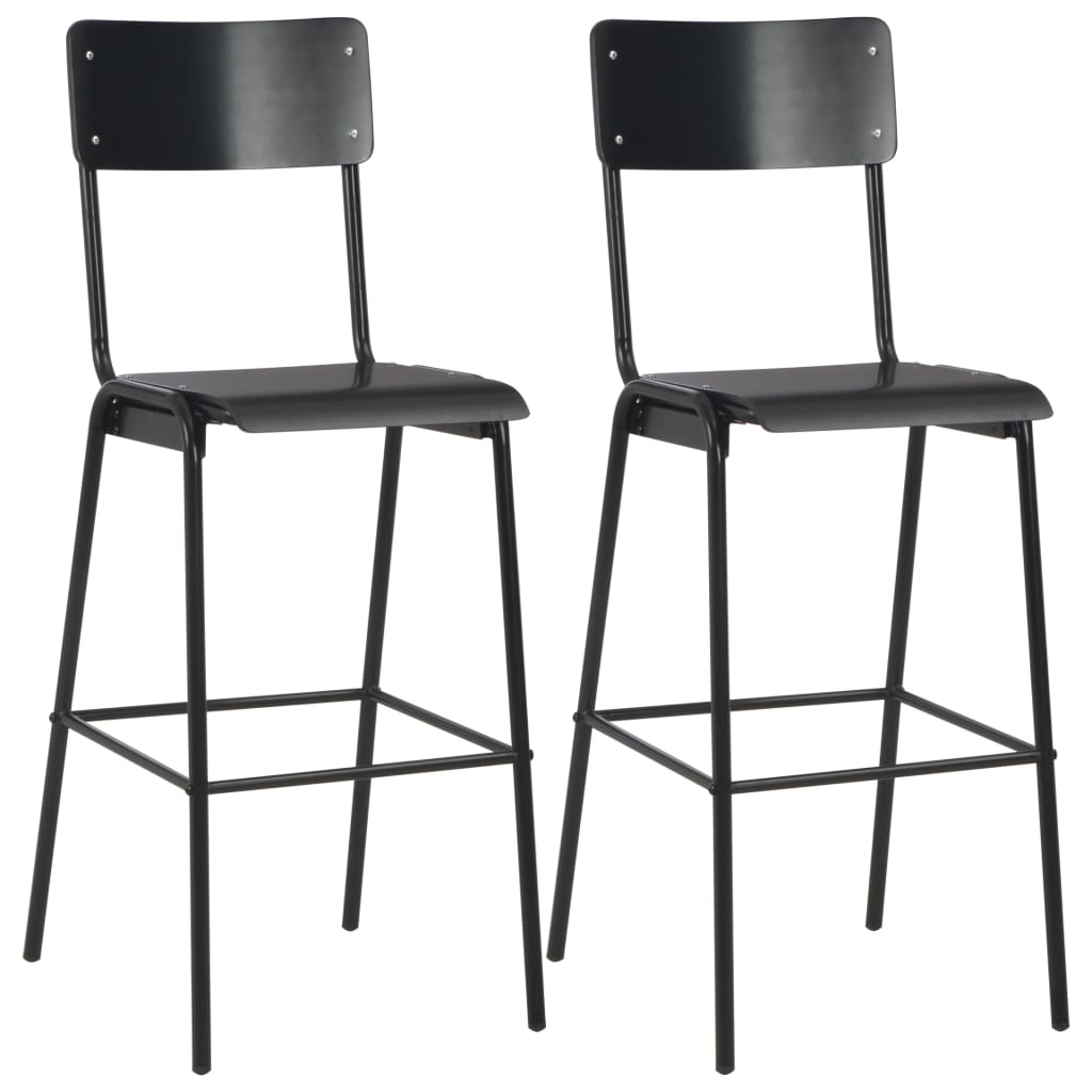 Berkfield Bar Chairs 2 pcs Black Solid Plywood Steel