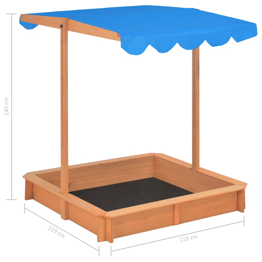 Berkfield Sandbox with Adjustable Roof Fir Wood Blue UV50