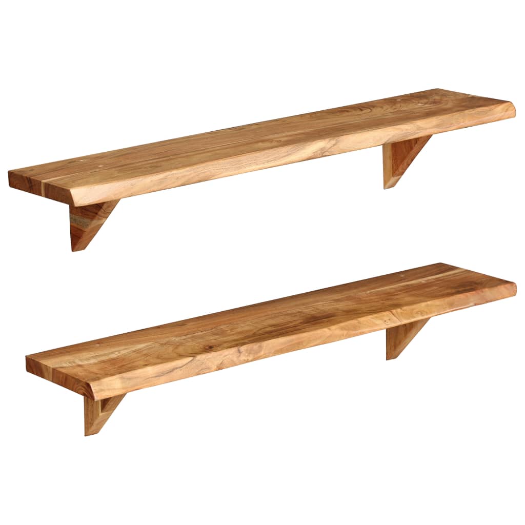Berkfield Wall Shelves 2 pcs 90x20x16 cm Solid Acacia Wood