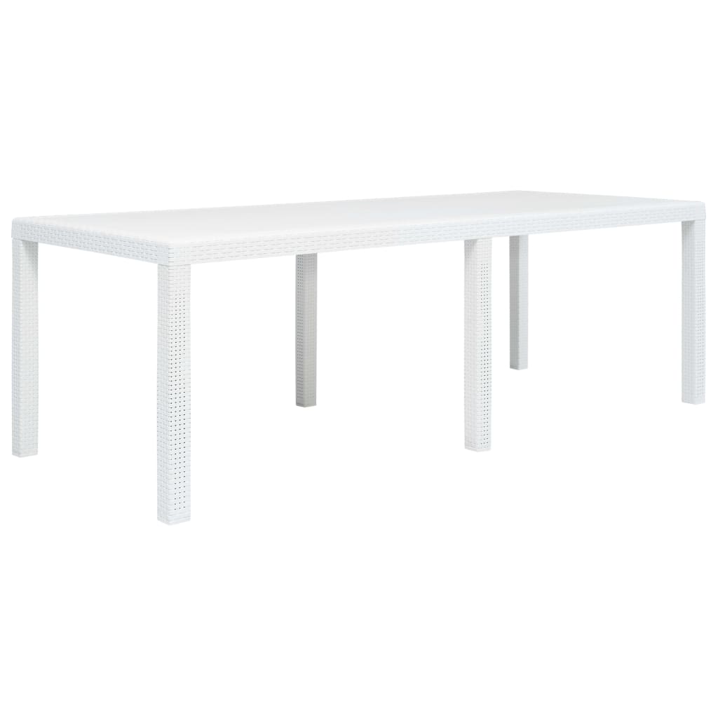 Berkfield Garden Table White 220x90x72 cm Plastic Rattan Look
