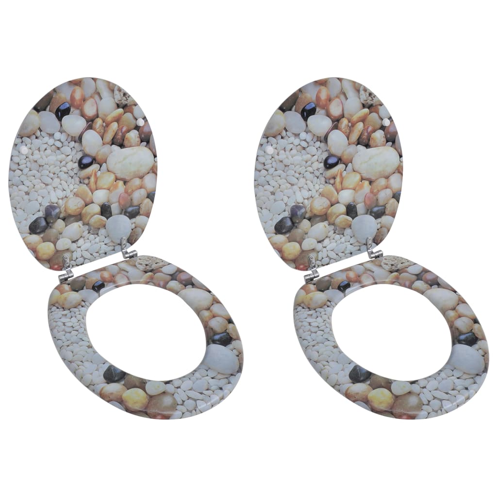 Berkfield Toilet Seats with Lids 2 pcs MDF Pebbles