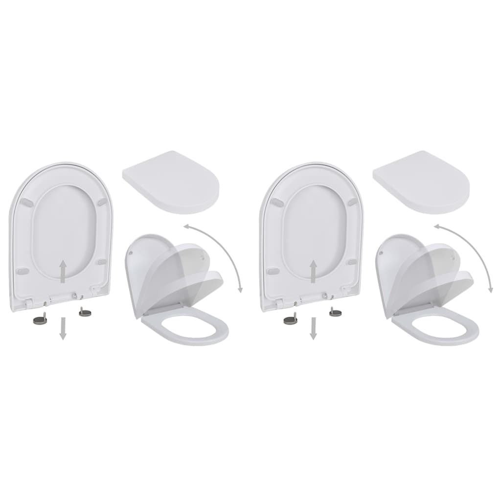 Berkfield Toilet Seats with Soft Close Lids 2 pcs Plastic White