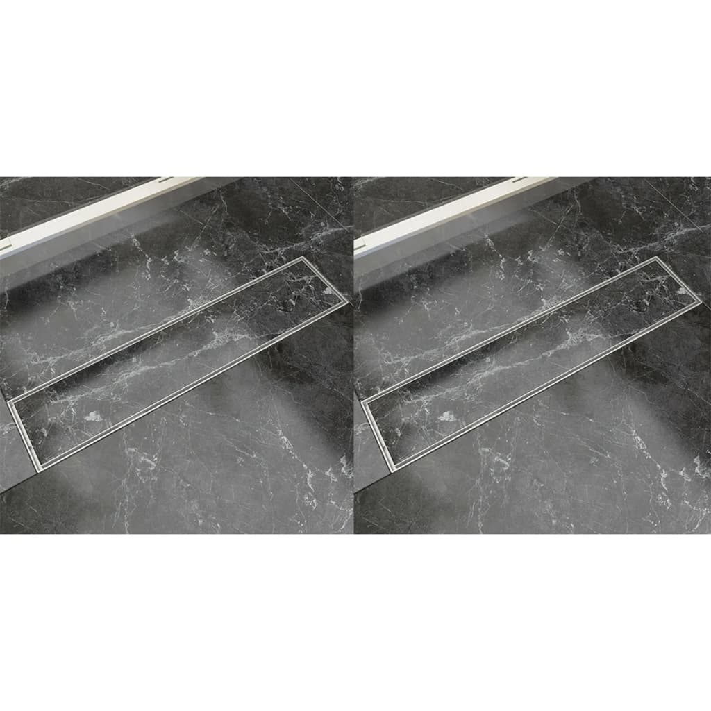 Berkfield Linear Shower Drain 2 pcs 530x140 mm Stainless Steel