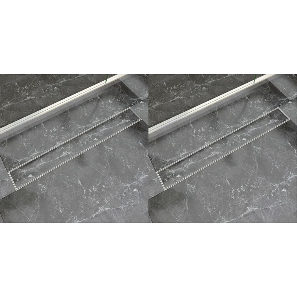 Berkfield Linear Shower Drain 2 pcs 830x140 mm Stainless Steel