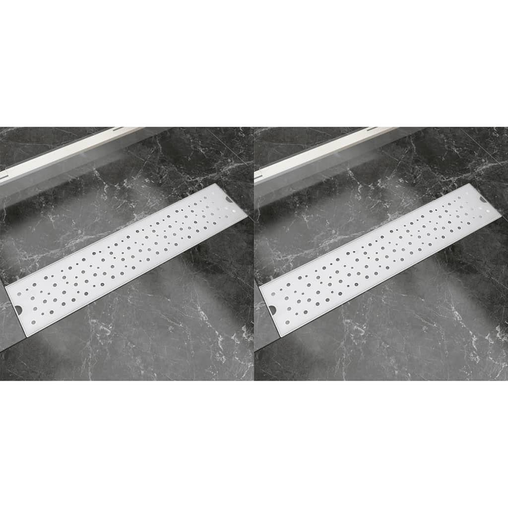 Berkfield Linear Shower Drain 2 pcs Bubble 530x140 mm Stainless Steel