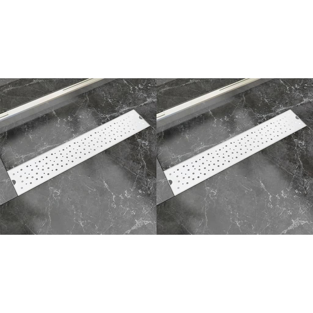 Berkfield Linear Shower Drain 2 pcs Bubble 630x140 mm Stainless Steel