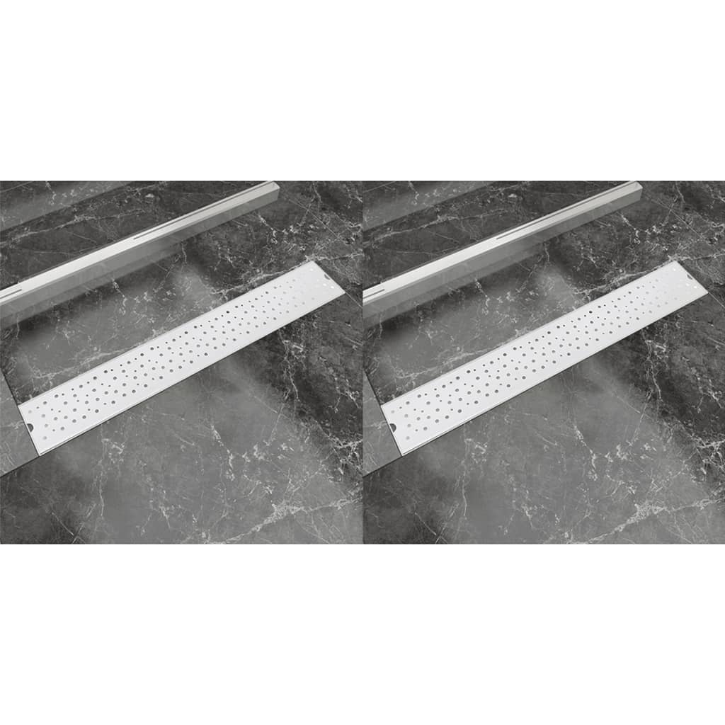 Berkfield Linear Shower Drain 2 pcs Bubble 730x140 mm Stainless Steel