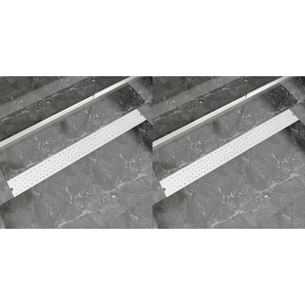 Berkfield Linear Shower Drain 2 pcs Bubble 1030x140 mm Stainless Steel