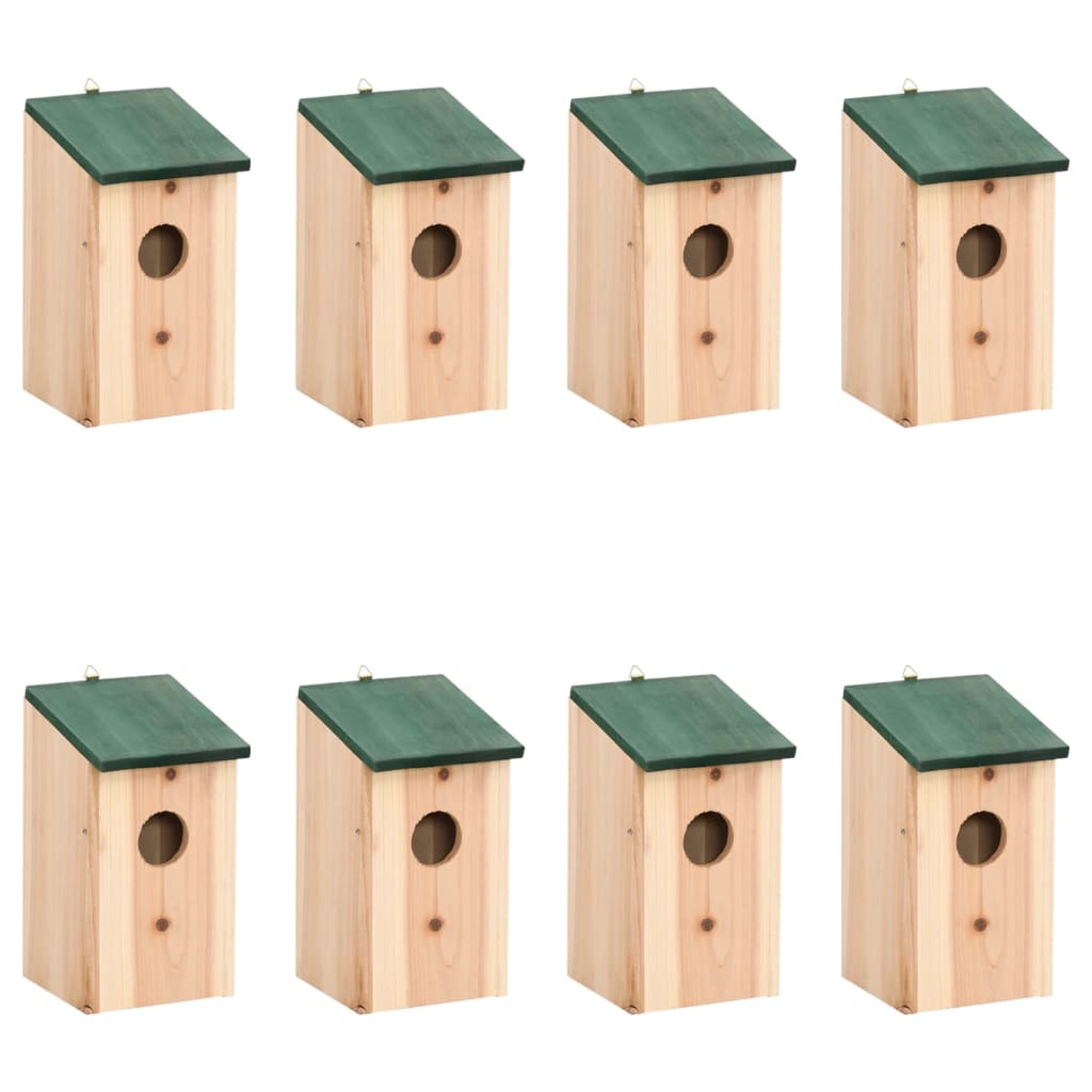 Berkfield Bird Houses 8 pcs Wood 12x12x22 cm