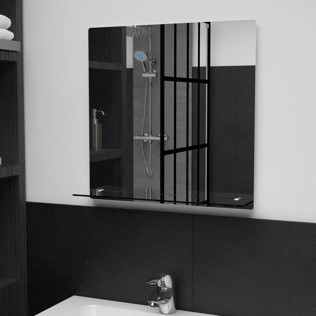 Berkfield Wall Mirror with Shelf 50x50 cm Tempered Glass