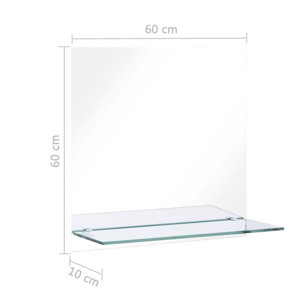 Berkfield Wall Mirror with Shelf 60x60 cm Tempered Glass