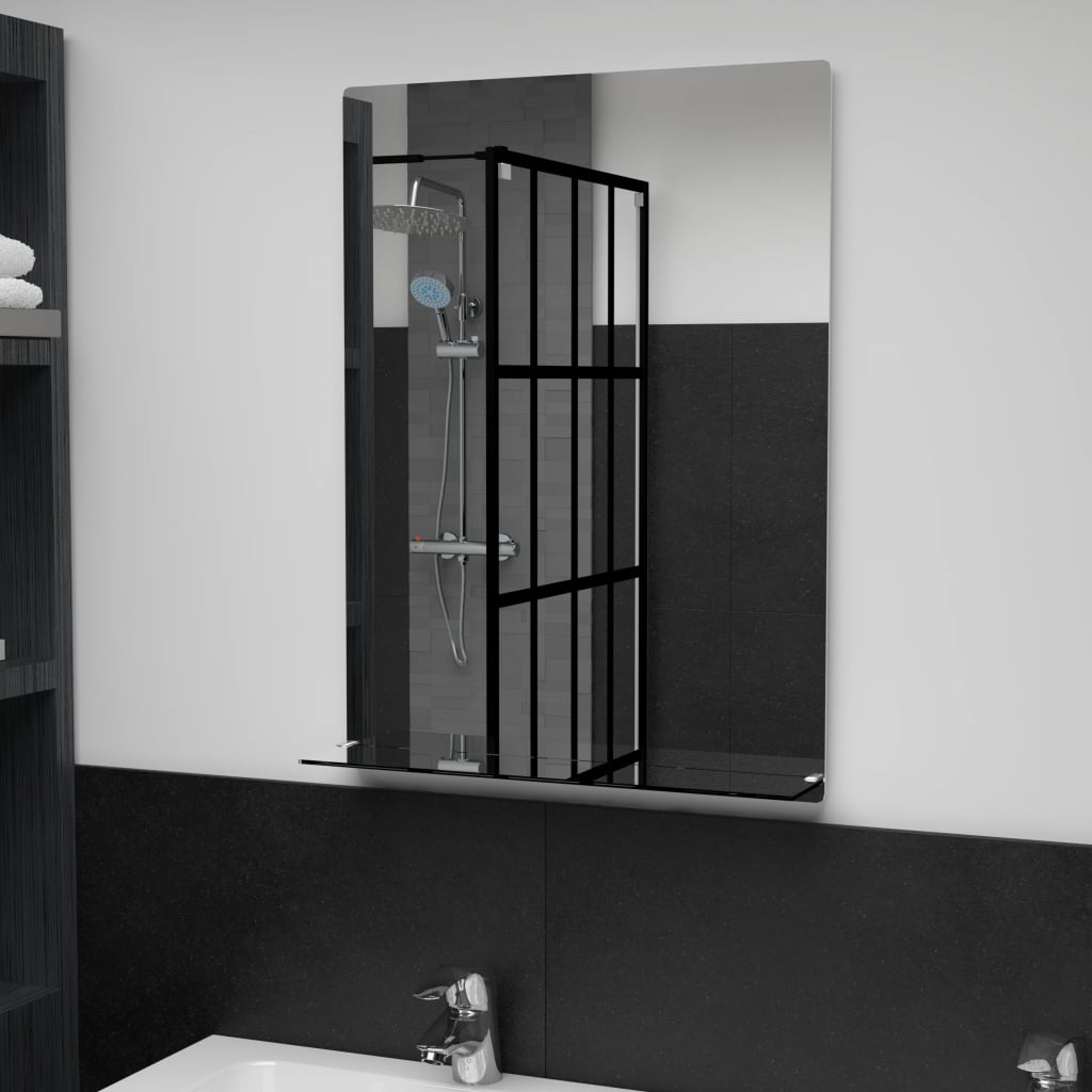 Berkfield Wall Mirror with Shelf 50x70 cm Tempered Glass