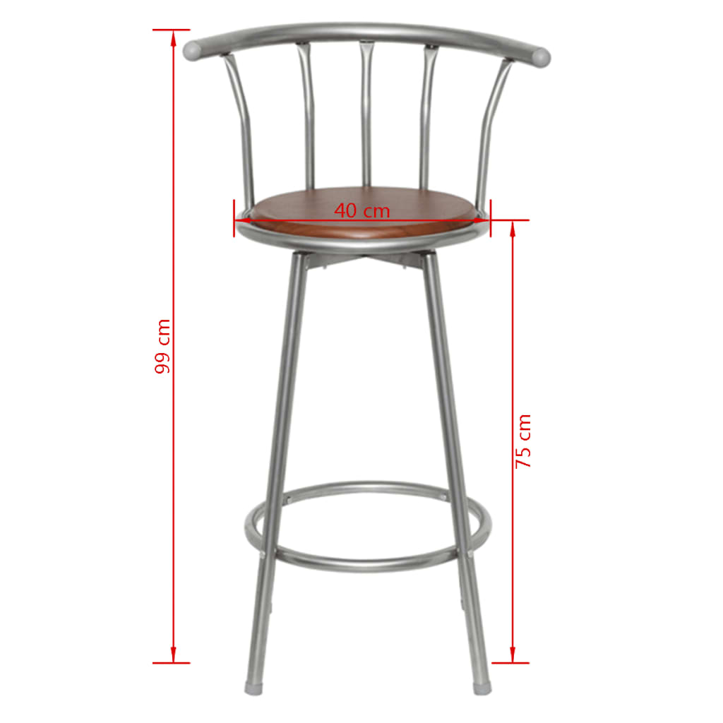 Berkfield Bar Stools 2 pcs Brown Steel