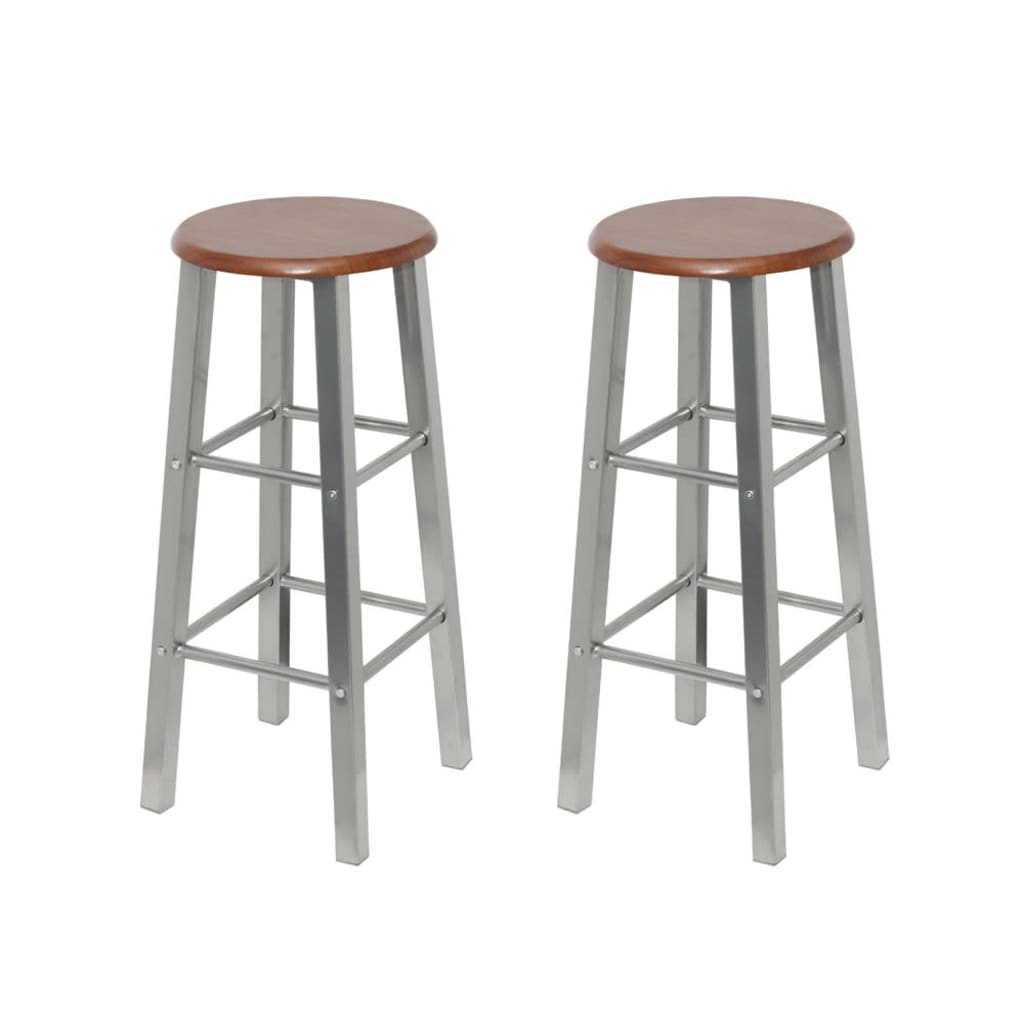 Berkfield Bar Stools 2 pcs Metal with MDF Seat