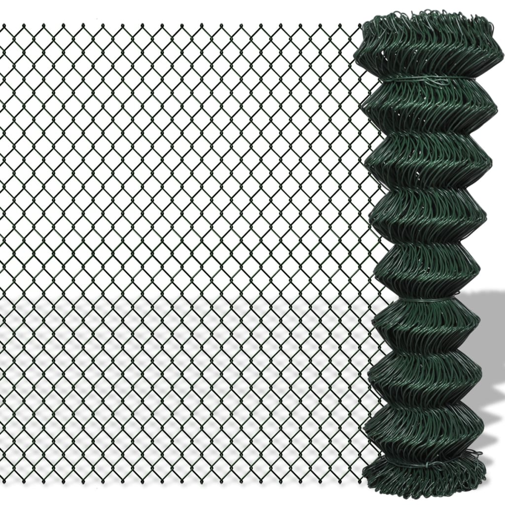Berkfield Chain Link Fence Steel 1,5x15 m Green