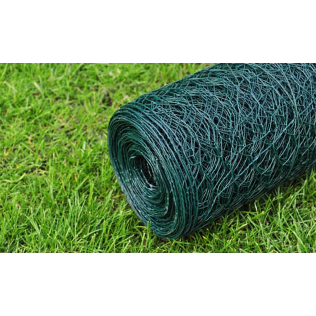 Berkfield Chicken Wire Fence Galvanised with PVC Coating 25x0.75 m Green