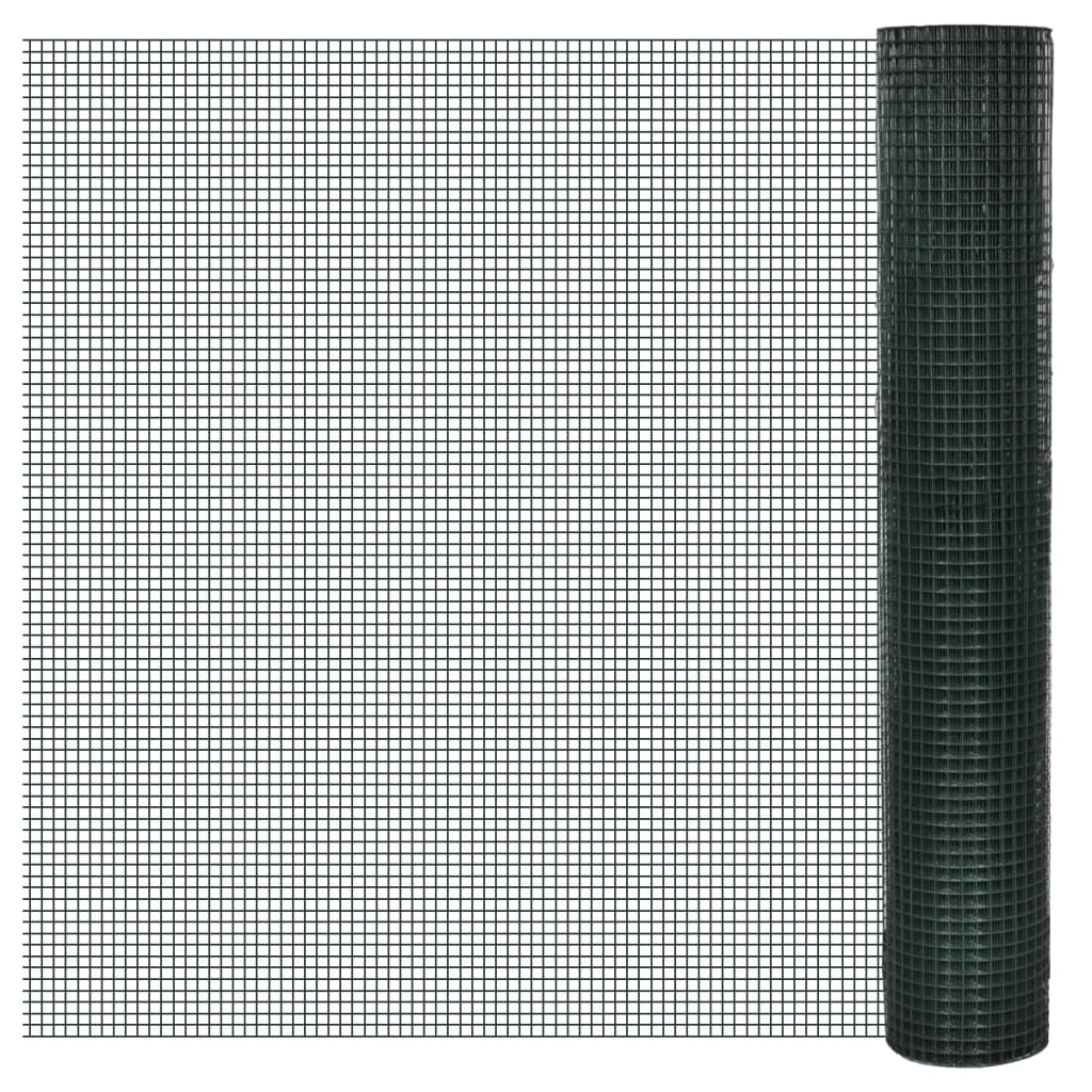 Berkfield Chicken Wire Fence Galvanised with PVC Coating 10x1 m Green
