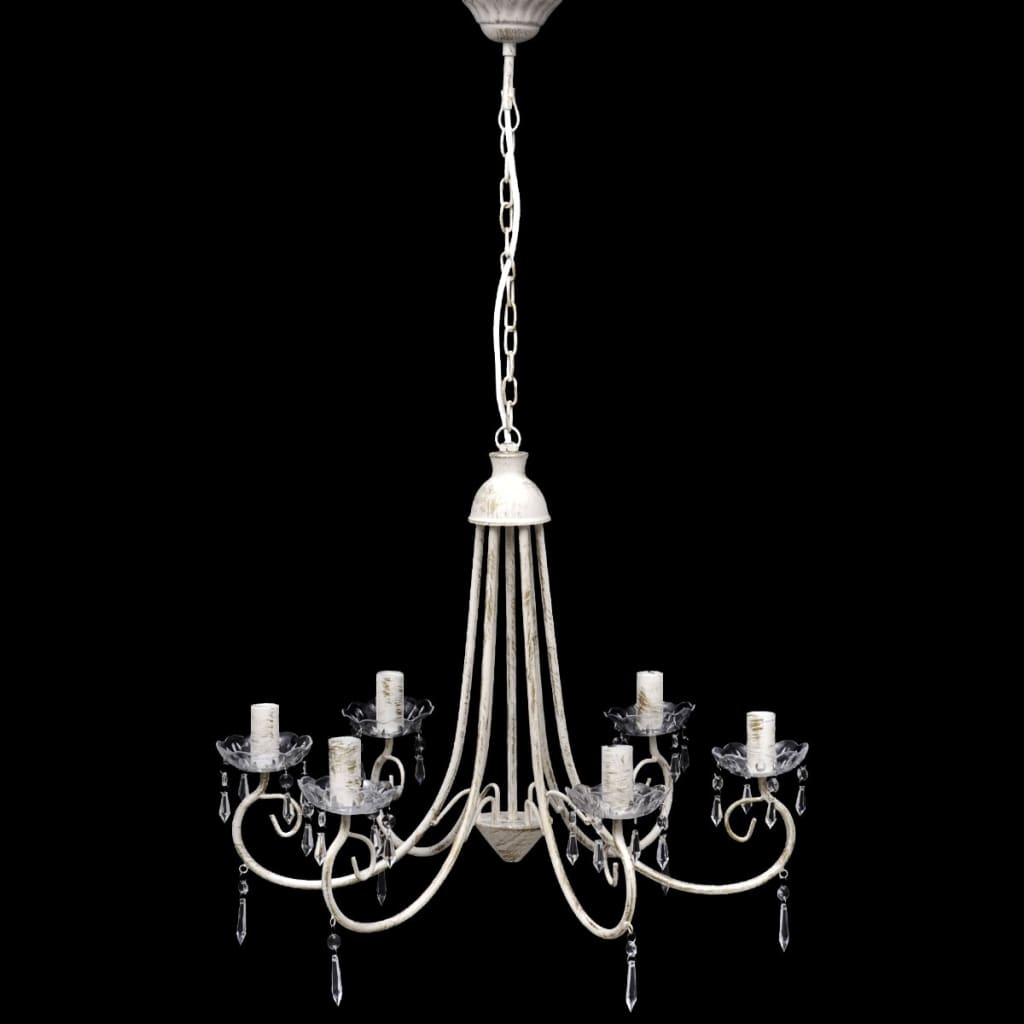 Pendant Ceiling Lamp Elegant Chandelier White 6 Bulb Sockets