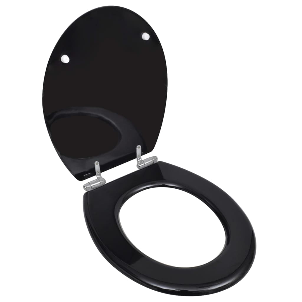 Berkfield WC Toilet Seat MDF Soft Close Lid Simple Design Black