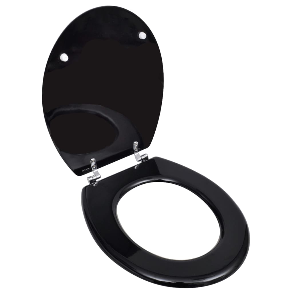 Berkfield WC Toilet Seat MDF Lid Simple Design Black