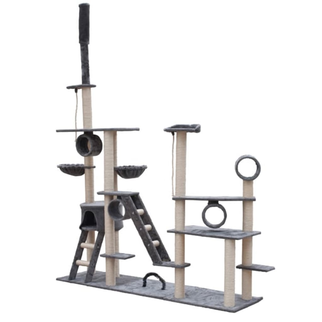 Berkfield Cat Tree Deluxe 230-260 cm Grey Plush