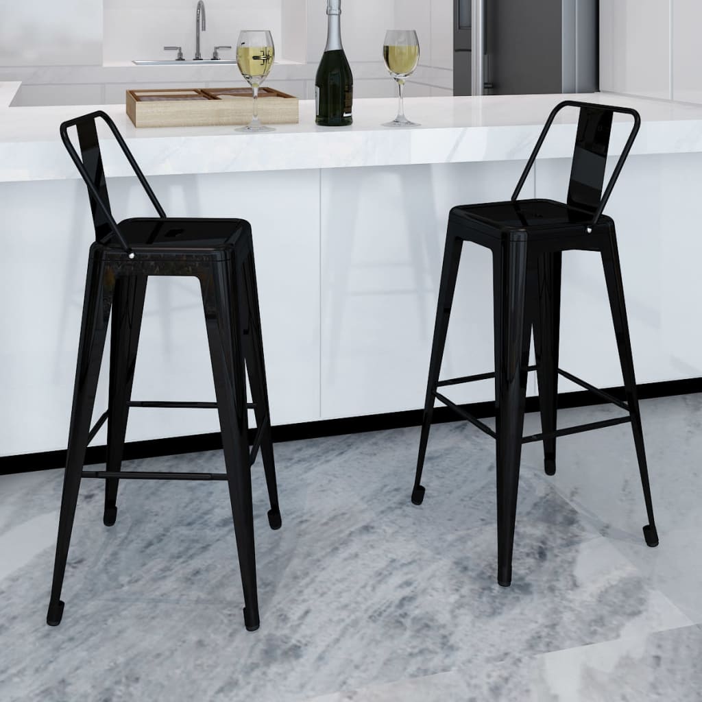 Berkfield Bar Stools 2 pcs Black Steel