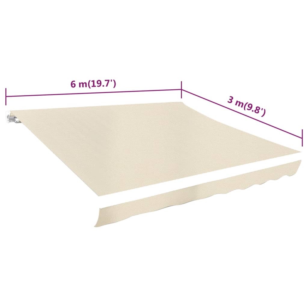 Berkfield Awning Top Sunshade Canvas Cream 6 x 3 m