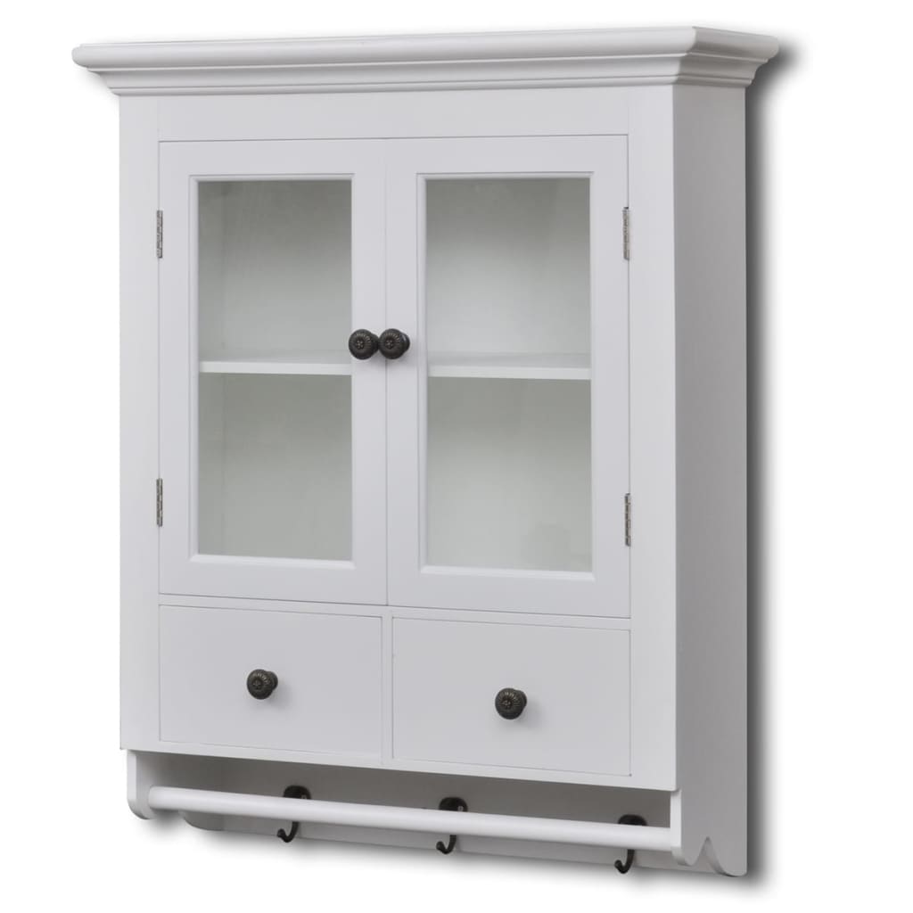 Berkfield Wooden Kitchen Wall Cabinet with Glass Door White