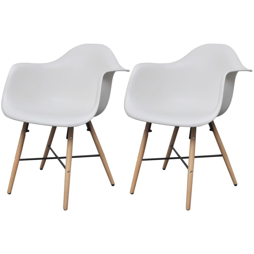 Berkfield Dining Chairs 2 pcs White Plastic and Beechwood