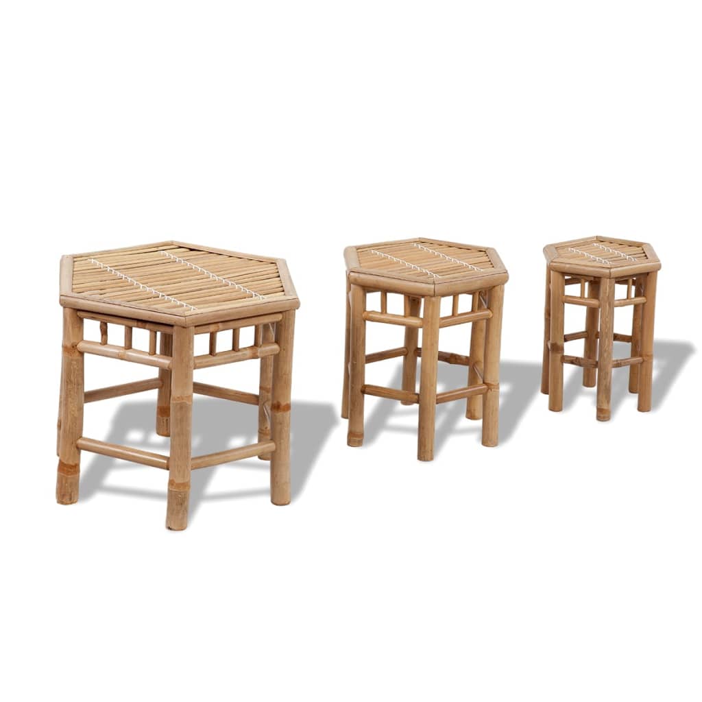 Berkfield Garden Stools 3 pcs Bamboo