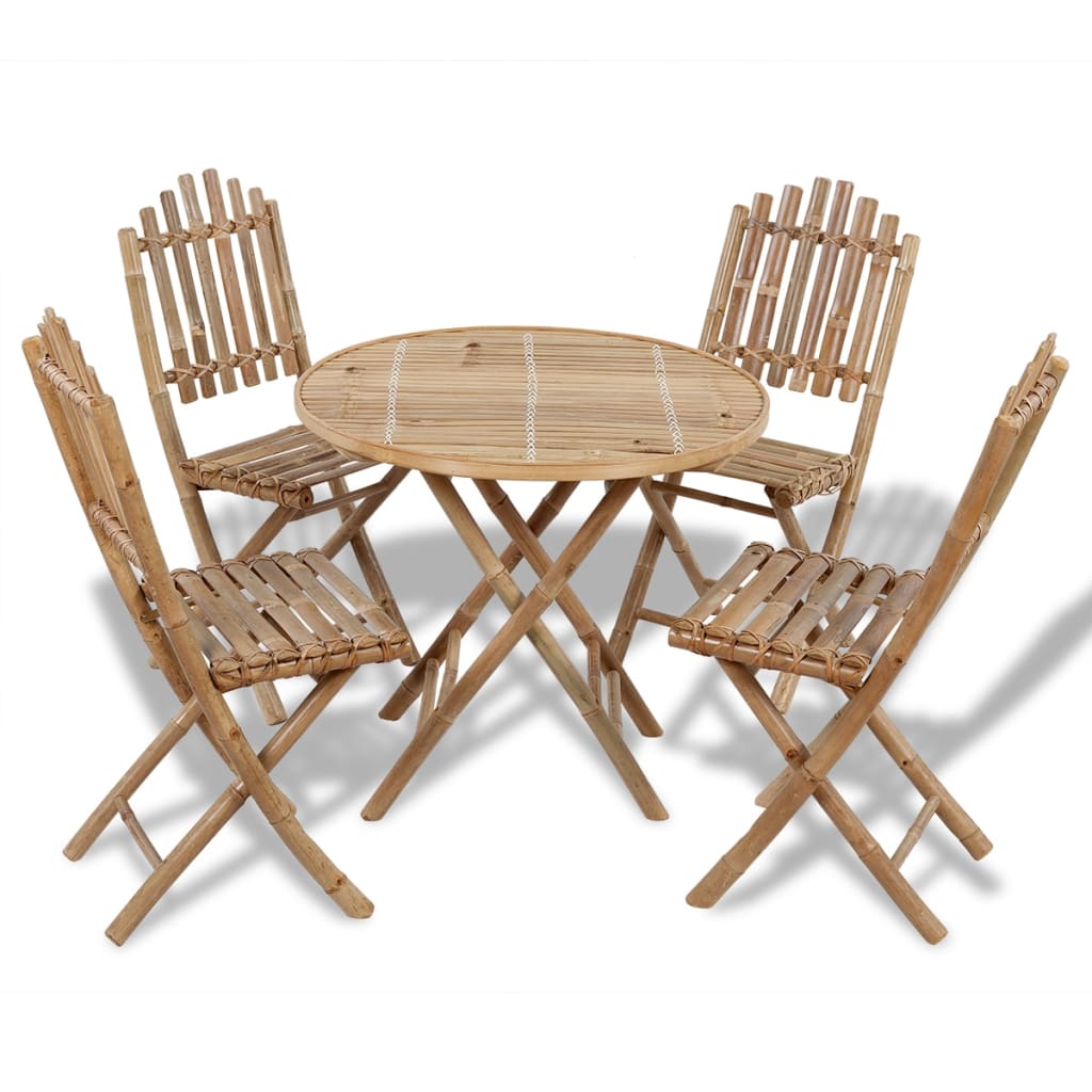 Berkfield 5 Piece Folding Outdoor Dining Set Bamboo