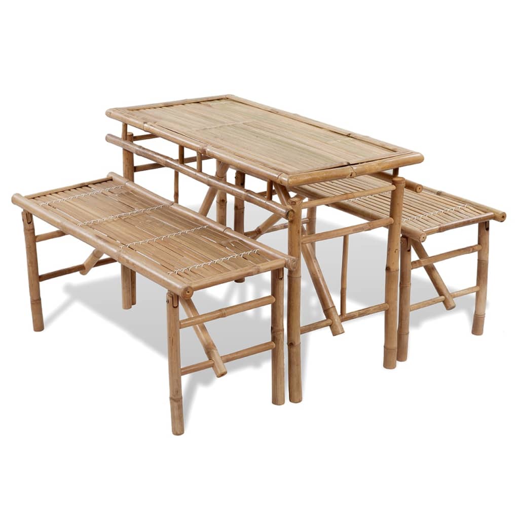 Berkfield Beer Table with 2 Benches 100 cm Bamboo