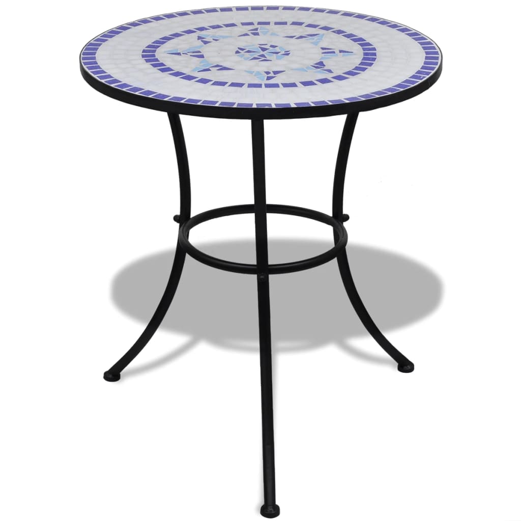 Berkfield Bistro Table Blue and White 60 cm Mosaic