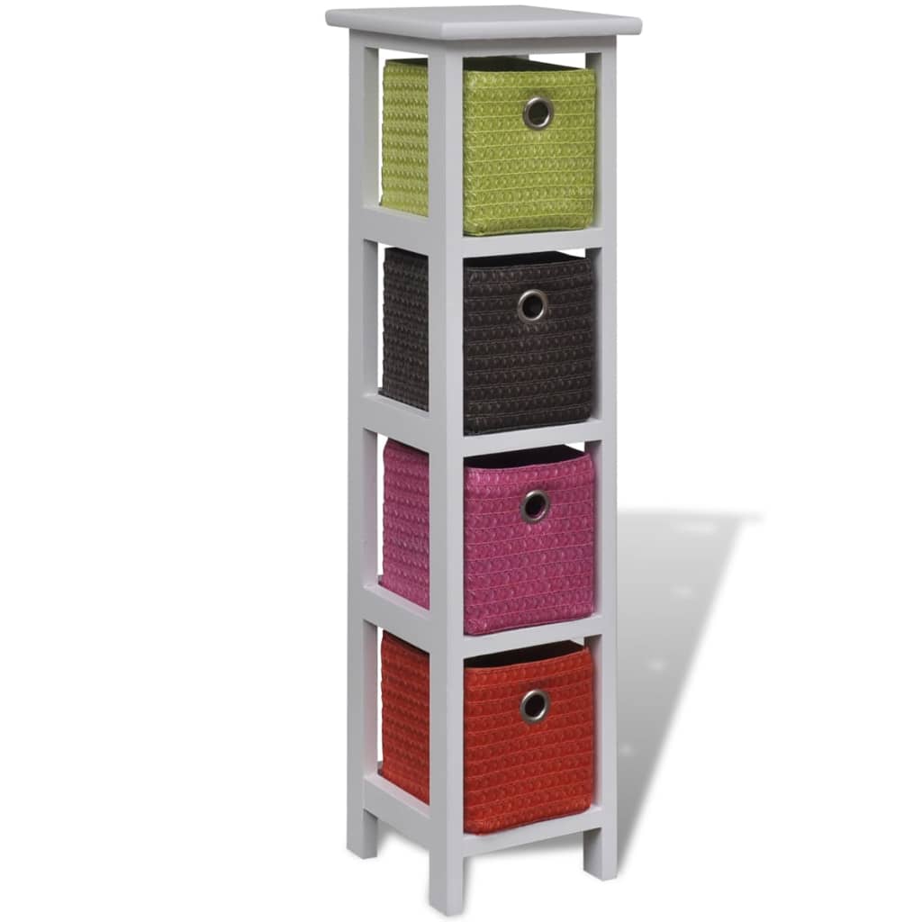 Berkfield Storage Rack with Multi-colour Baskets Paulownia Wood