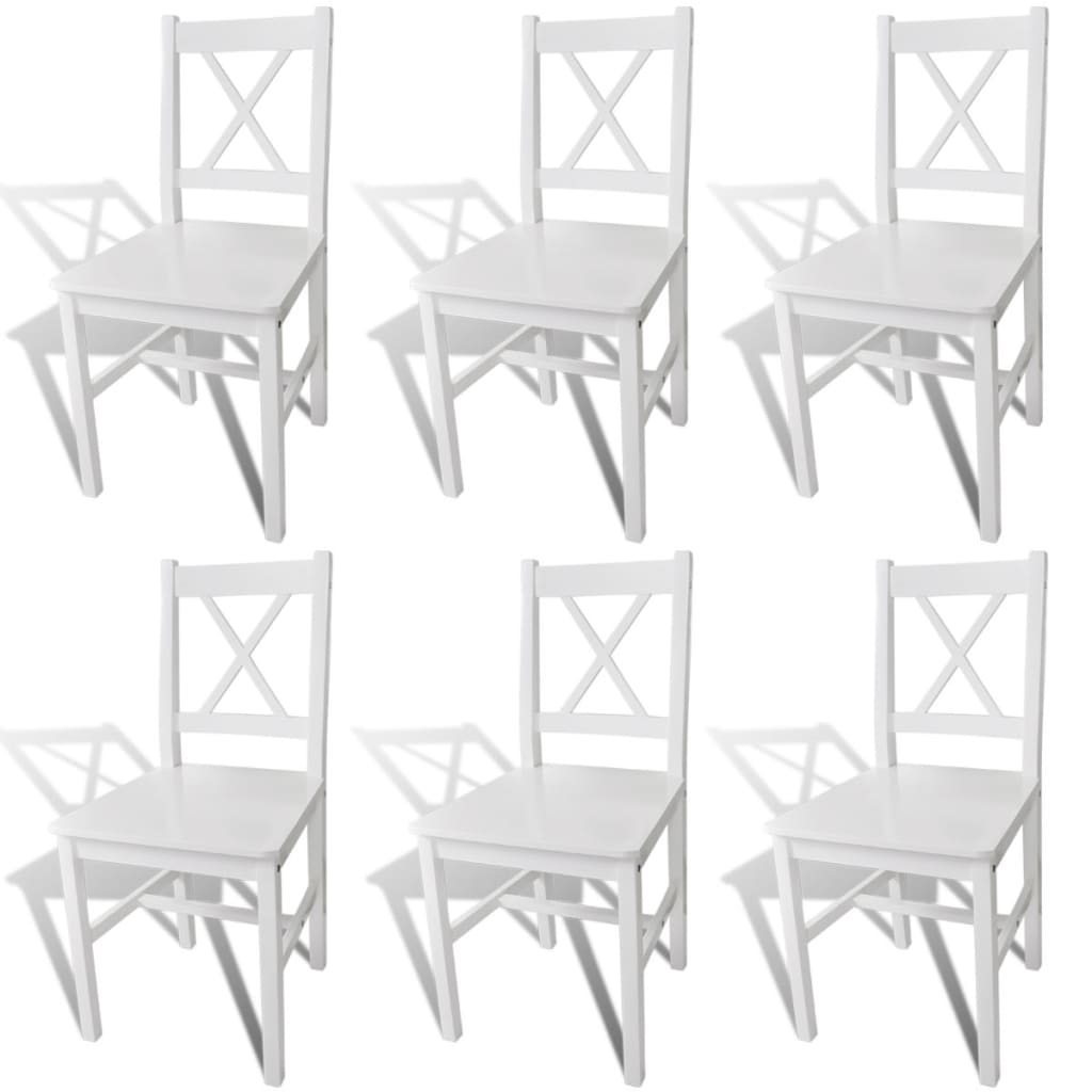 Berkfield Dining Chairs 6 pcs White Pinewood