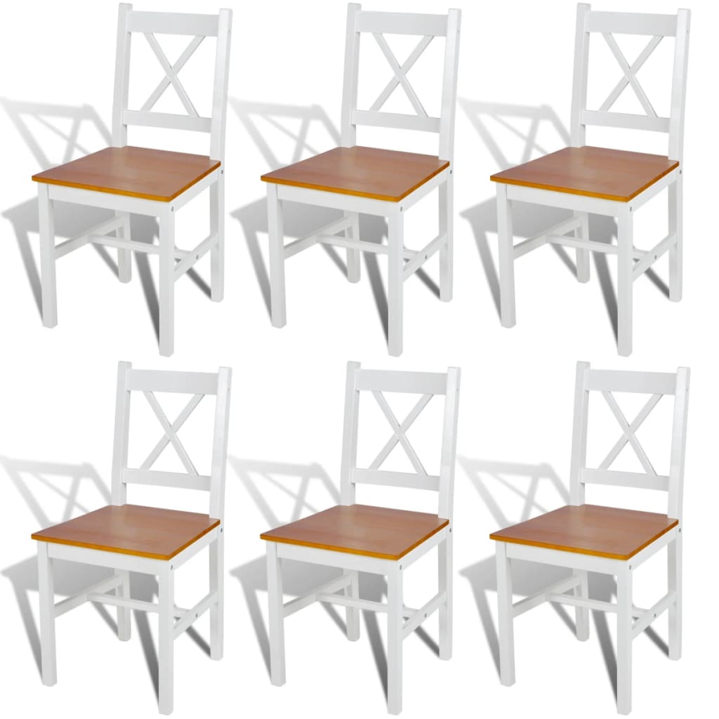 Berkfield Dining Chairs 6 pcs White Pinewood