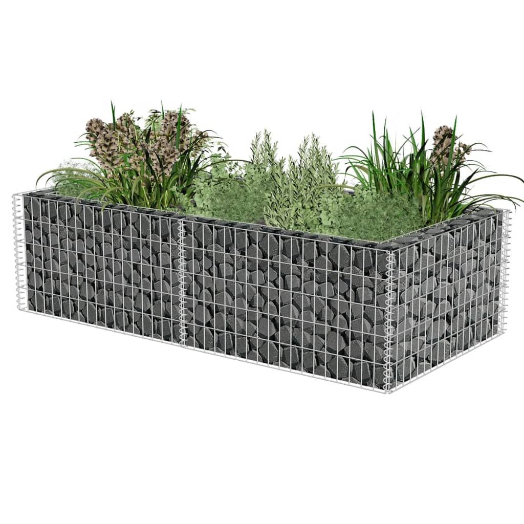 Berkfield Gabion Planter Galvanised Steel 180x90x50 cm