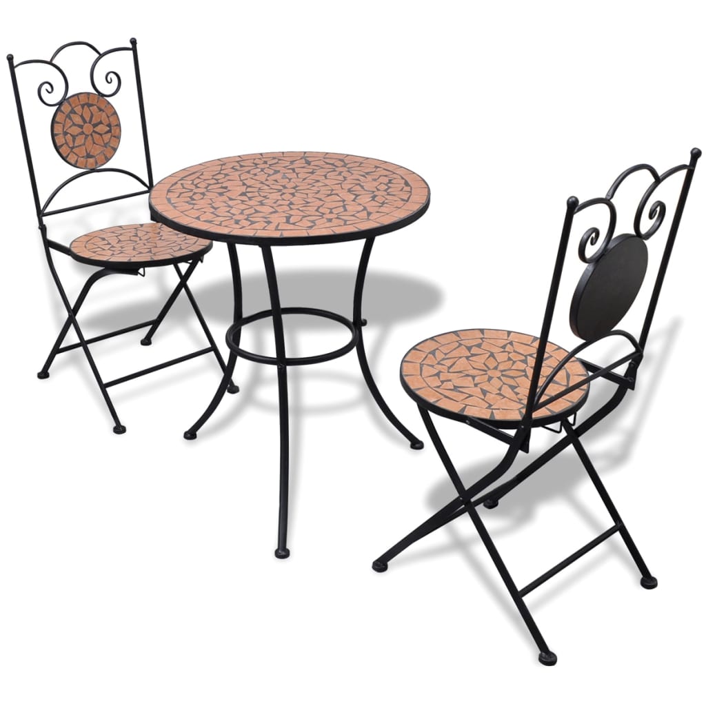 Berkfield 3 Piece Bistro Set Ceramic Tile Terracotta