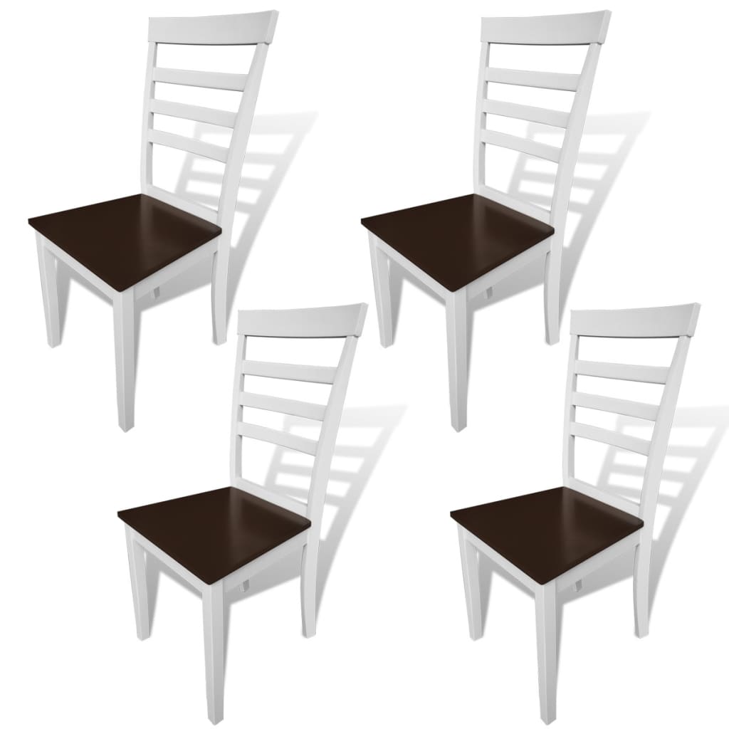 Berkfield Dining Chairs 4 pcs White and Brown Solid Wood and MDF