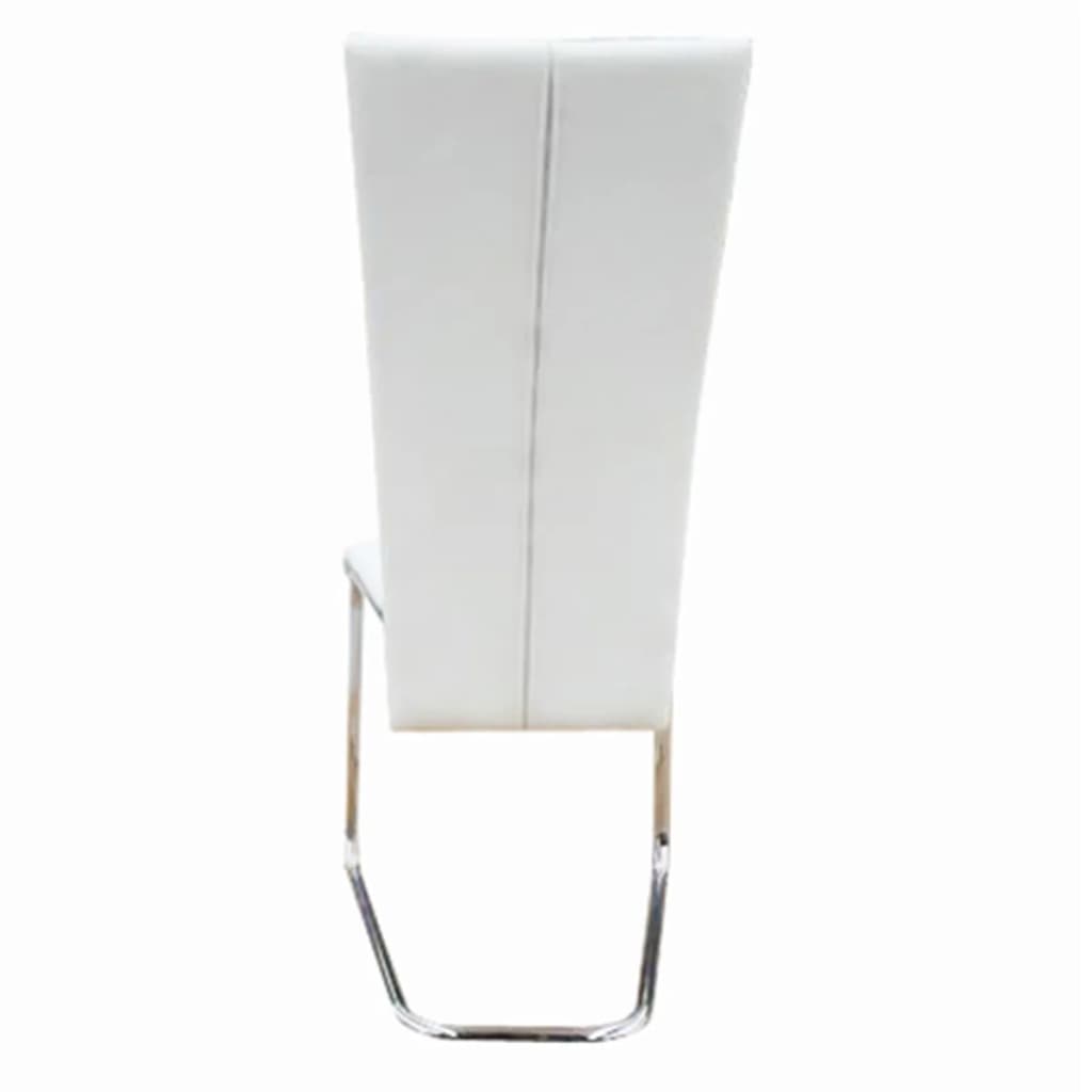 Berkfield Cantilever Dining Chairs 2 pcs White Faux Leather