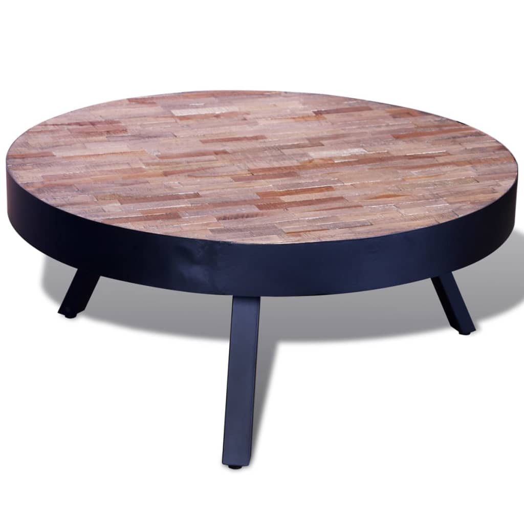 Berkfield Coffee Table Round Reclaimed Teak Wood