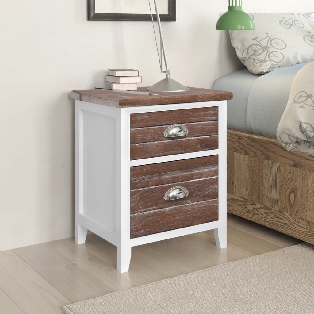 Berkfield Nightstand 2 pcs with 2 Drawers Brown and White