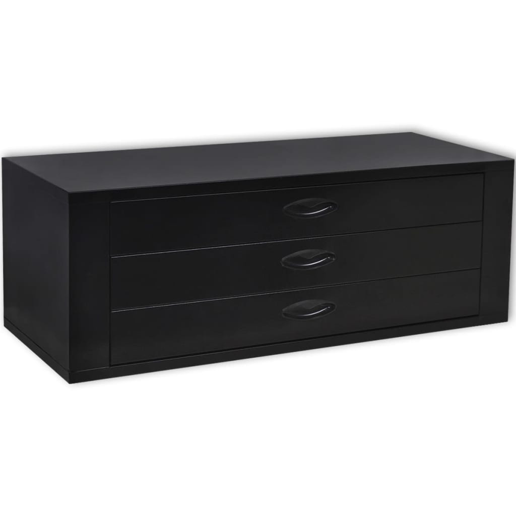 Berkfield Metal Tool Chest 3 Drawers Black